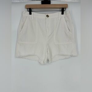 "NWT" Aerie White HIgh Waisted Linen Blend Frayed Hem Shorts In‎ Women's Medium